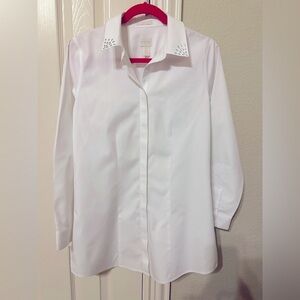Chico’s white button down with rhinestone collar - Chico’s size 0